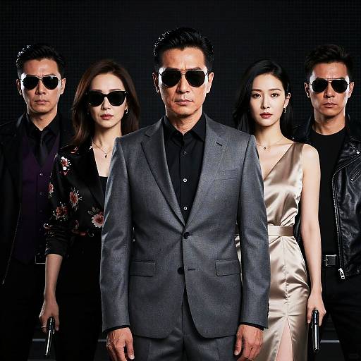 Serious Group Portrait in Dark Setting