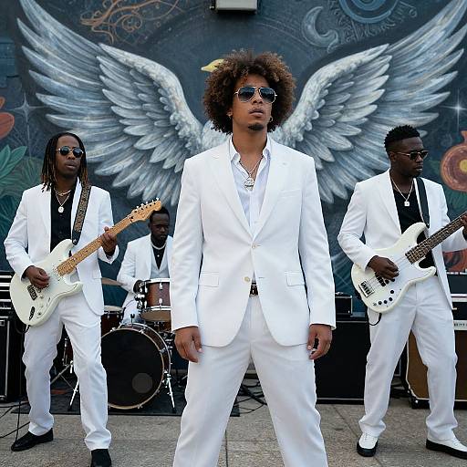 Stylish Hip Hop Band Performing Outdoors