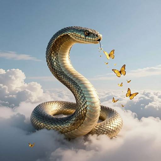 Majestic Serpent and Golden Butterflies