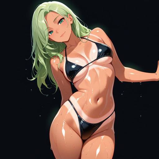 Graceful Woman in Black Bikini Shot Graceful Woman in Black Bikini Shot