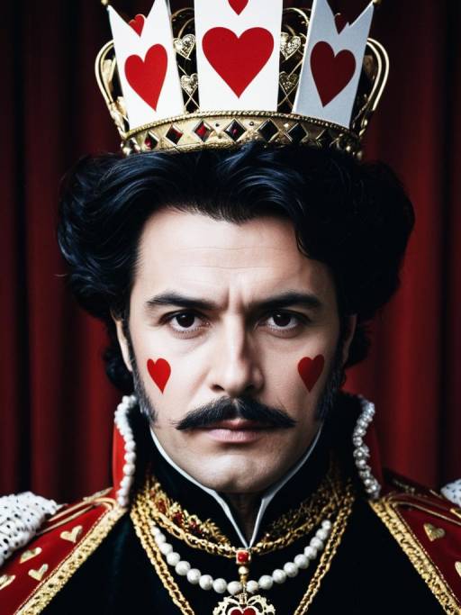 Man in King of Hearts Costume with Crown