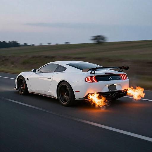 Fiery White Sports Car in Motion