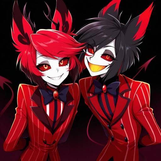 Illustration of Alastor (hazbin hotel), hazbin hotel in the style of Sen (astronomy)