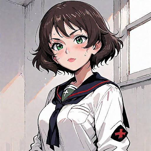 Anime Girl in Oarai School Uniform