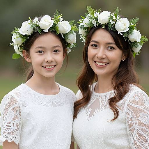 Elegant Duo in Floral Crowns