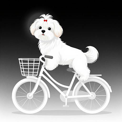 Elegant Maltese Dog in Bicycle Basket