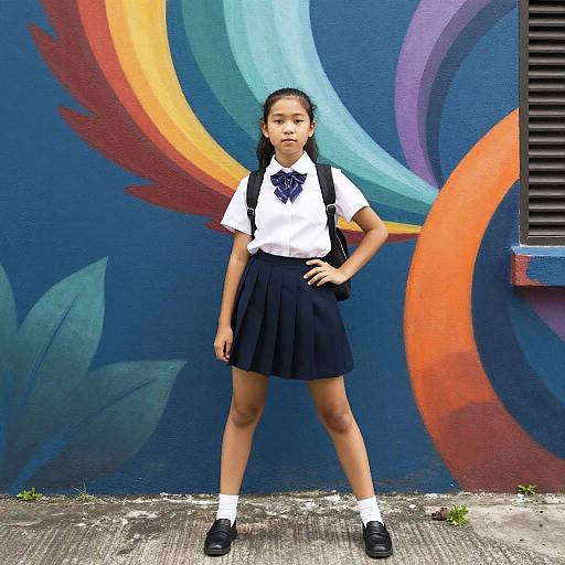 Filipino Girl Posing by Street Art