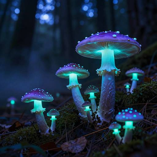 Bioluminescent Mushroom Forest Twilight