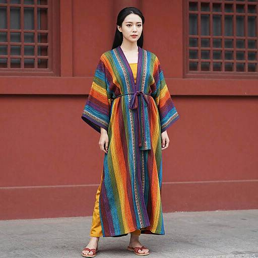 Woman in Colorful Toga Costume