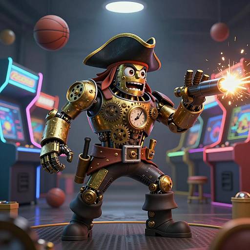 Steampunk Pirate Robot in Arcade