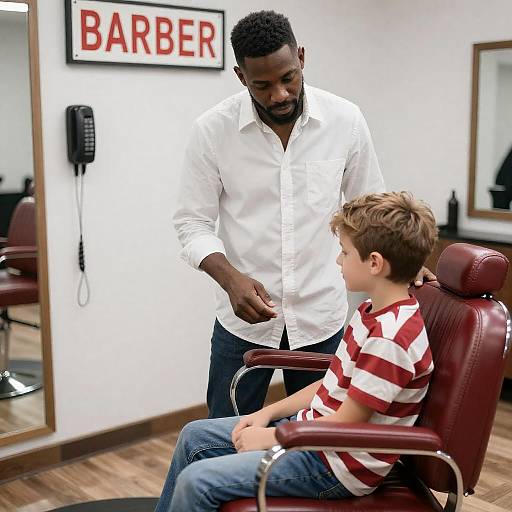 Vibrant Barbershop Scene with a Boy