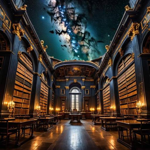 Ethereal Ancient Library in Cosmic Void