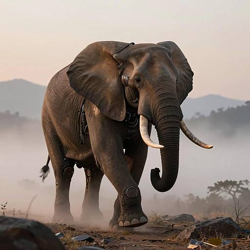 Bionic Elephant in Misty Mountains