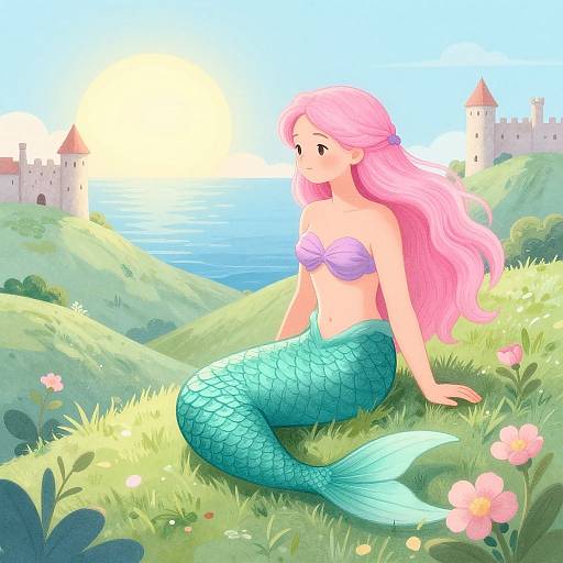 Whimsical Pastel Mermaid Illustration