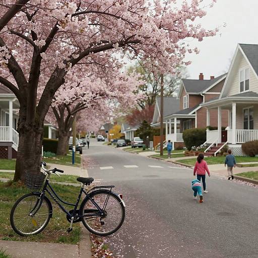 Photorealistic Spring Suburban Street View