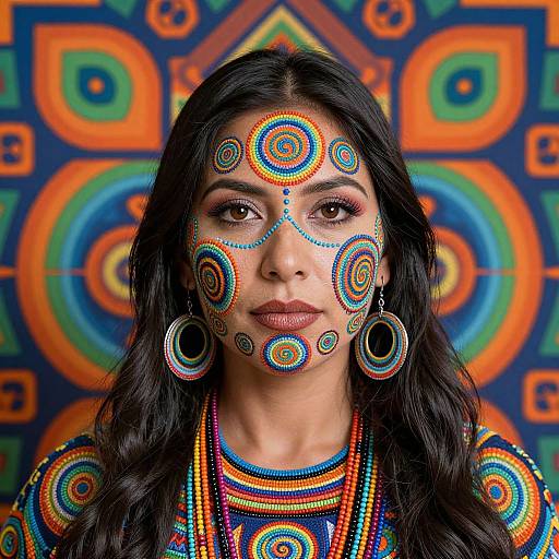Psychedelic Navajo Woman with Sacred Patterns