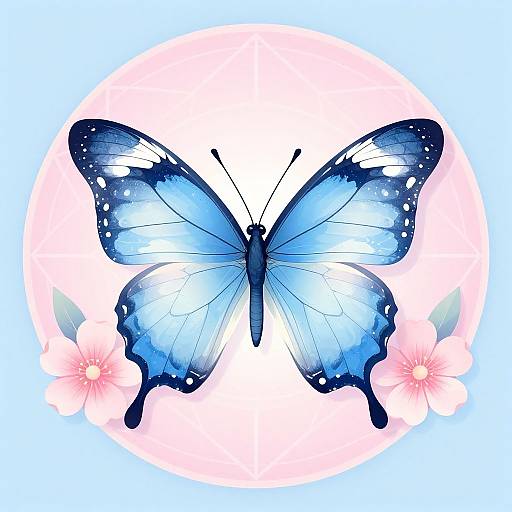 Delicate Blue Butterfly on Pastel Background