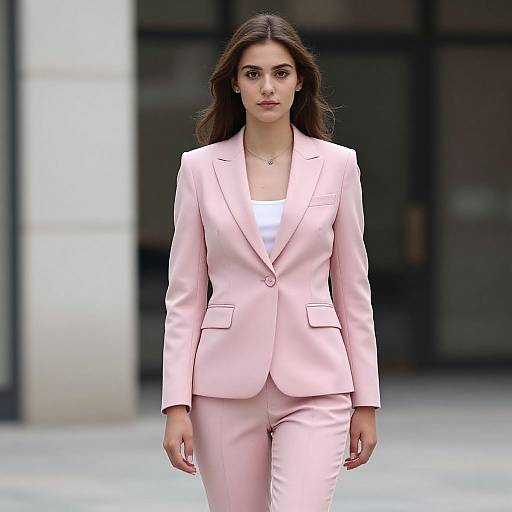 Realistic Solo Girl in Pink Suit