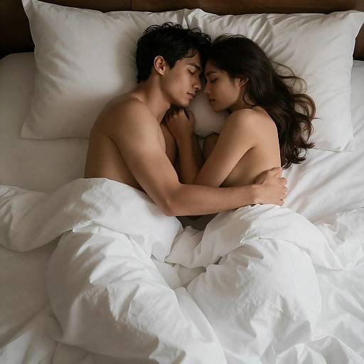 Intimate Morning Embrace in Bed