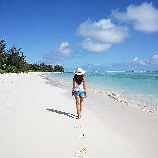 Woman Walking on Pristine Aitutaki Beach