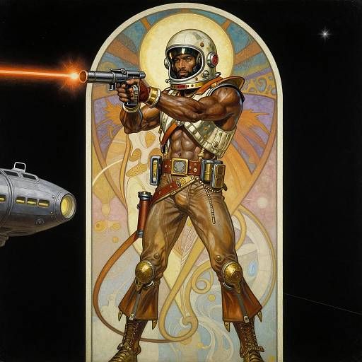 Futuristic 1960s African Space Pirate Art