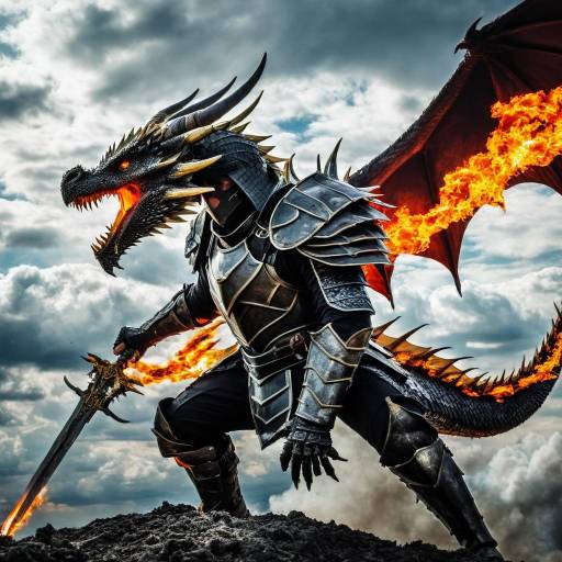Fiery Dragon Battle in the Sky