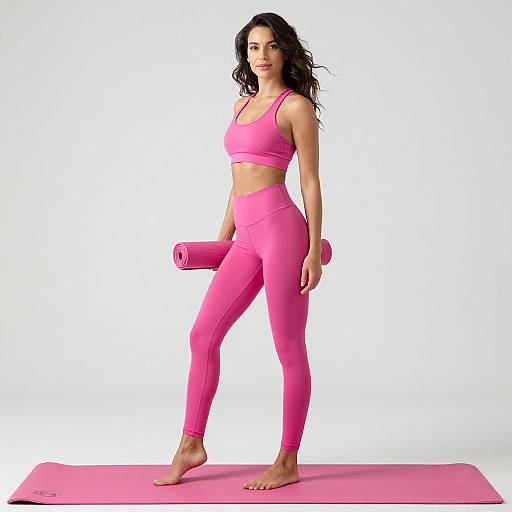 Graceful Athletic Woman on Pink Mat