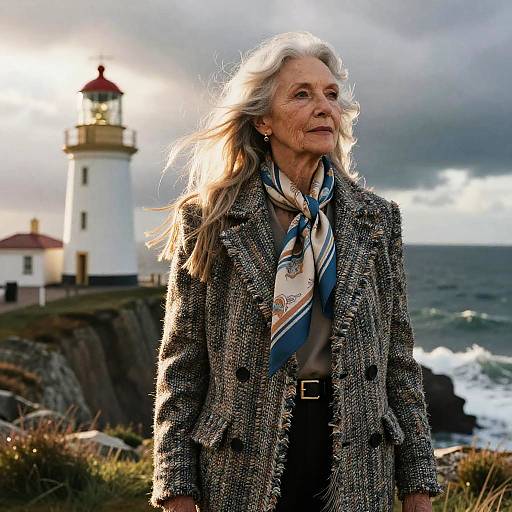 Elderly Woman with Long Fringe, Tweed