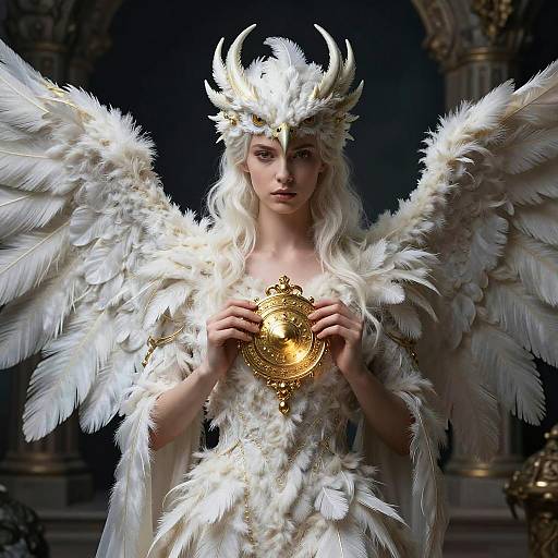 Elegant Griffin-Woman with Golden Talisman
