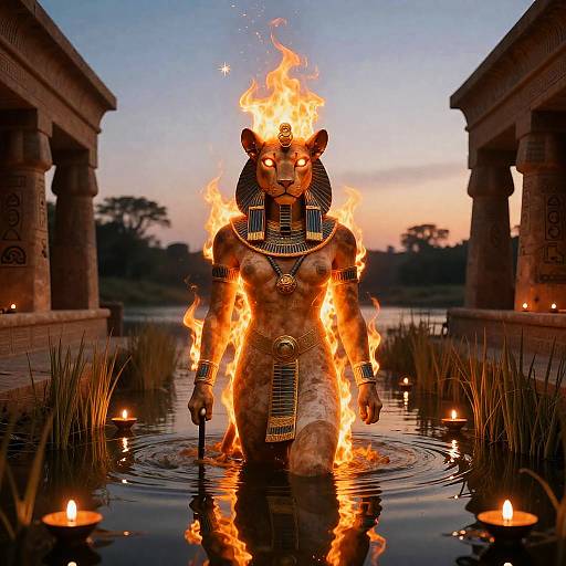 Sekhmet: Fierce Lioness Goddess at Dusk