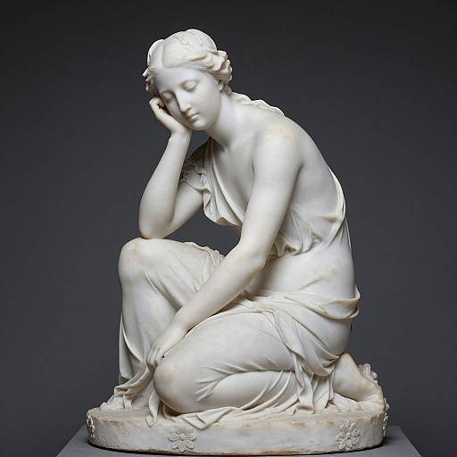 Neoclassical Marble Sculpture of Contemplation