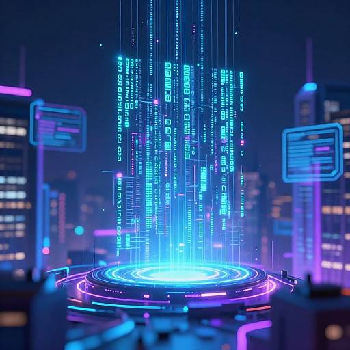 Futuristic Digital Code in Cybercity