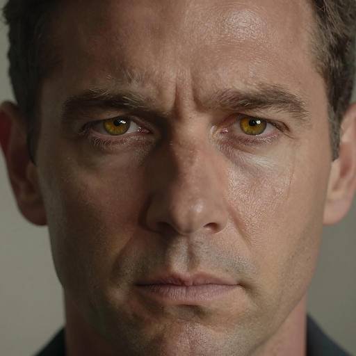 Intense Close-Up of a Middle-Aged Man