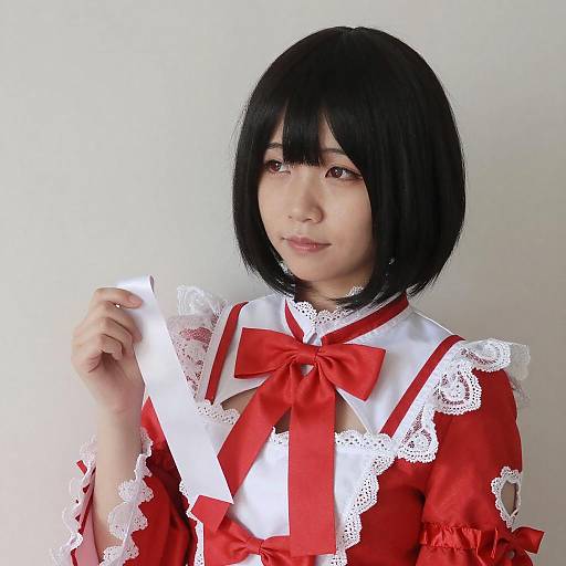 Asian Woman in Lace Cosplay Outfit