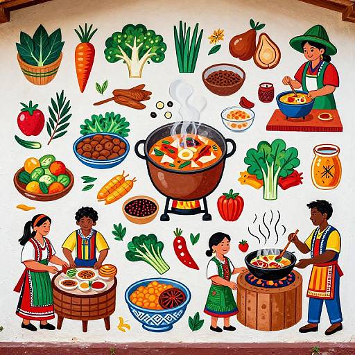 Colorful Mural Celebrating Food Heritage