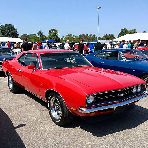 Vibrant Red Classic Muscle Car Show