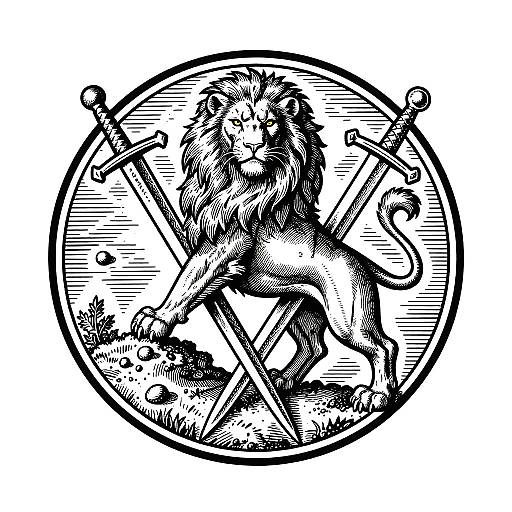 Medieval Lion and Swords Logo