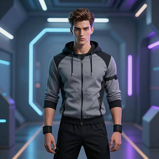 Man in Futuristic Techno Outfit