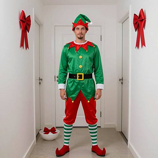 Festive Christmas Elf Costume Portrait