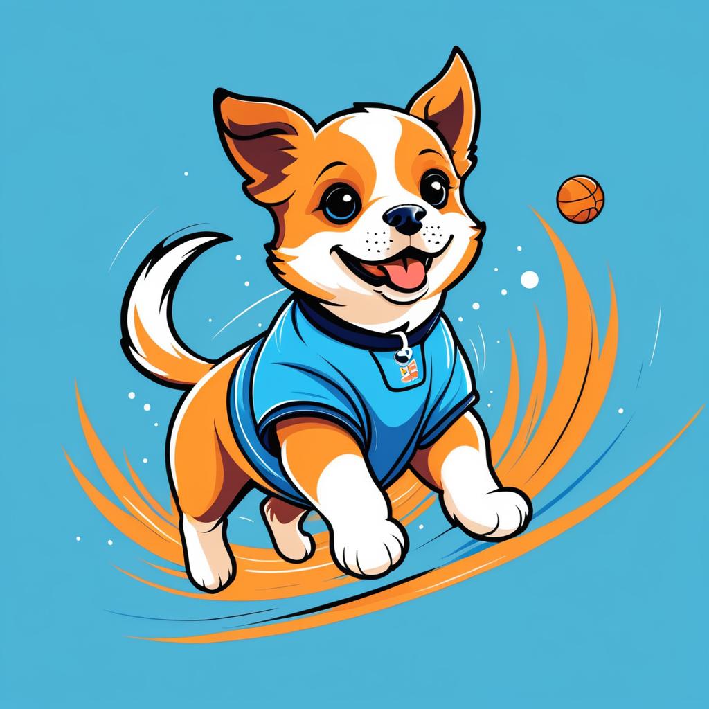 Playful Puppy Cartoon Sports Vector Art