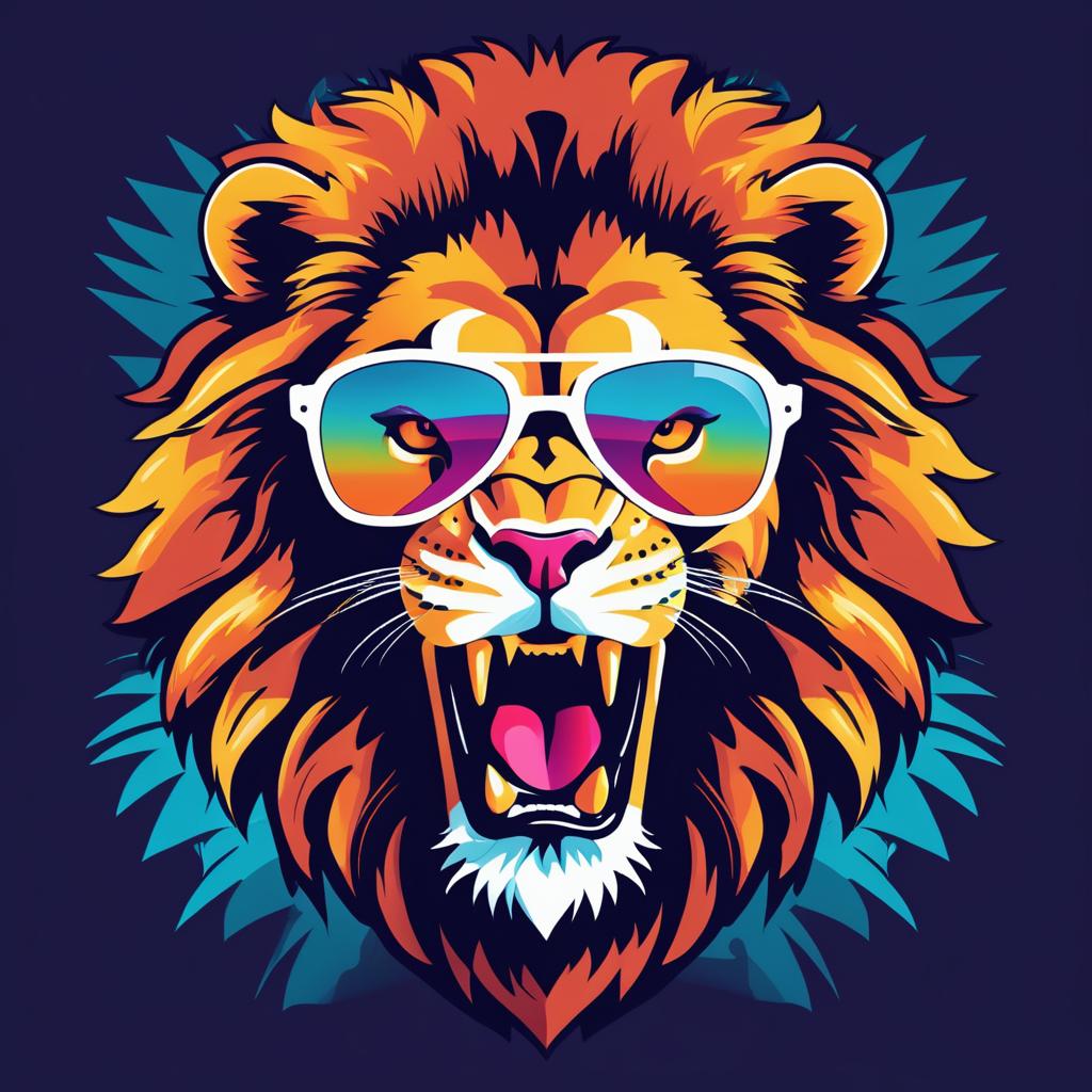 Retro Lion Design for T-Shirt Graphics