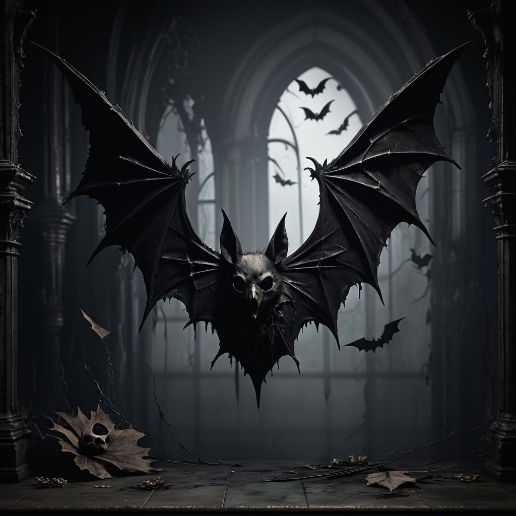 Macabre Scene with Decaying Bat