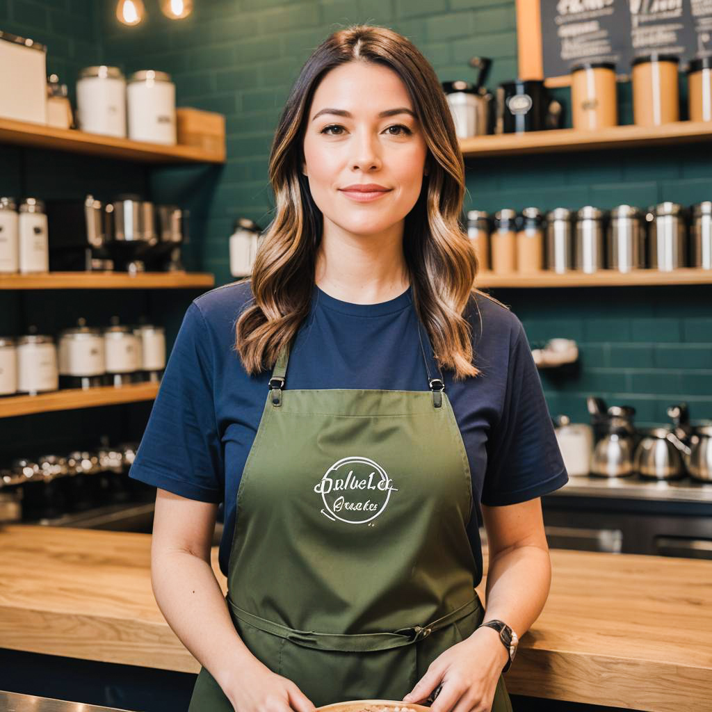 Vibrant Café Scene with Energetic Barista