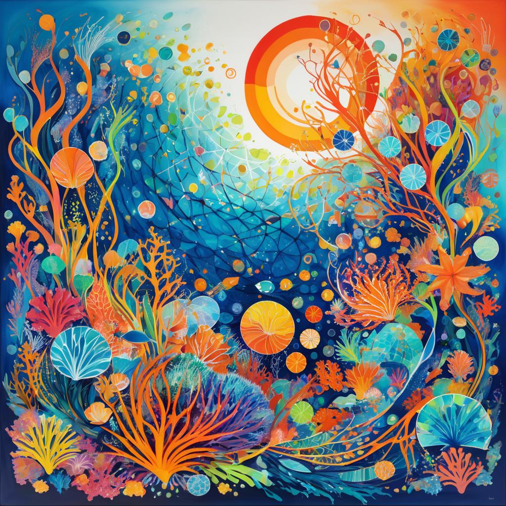 Dynamic Coral Reef Composition in Neo-Expressionism