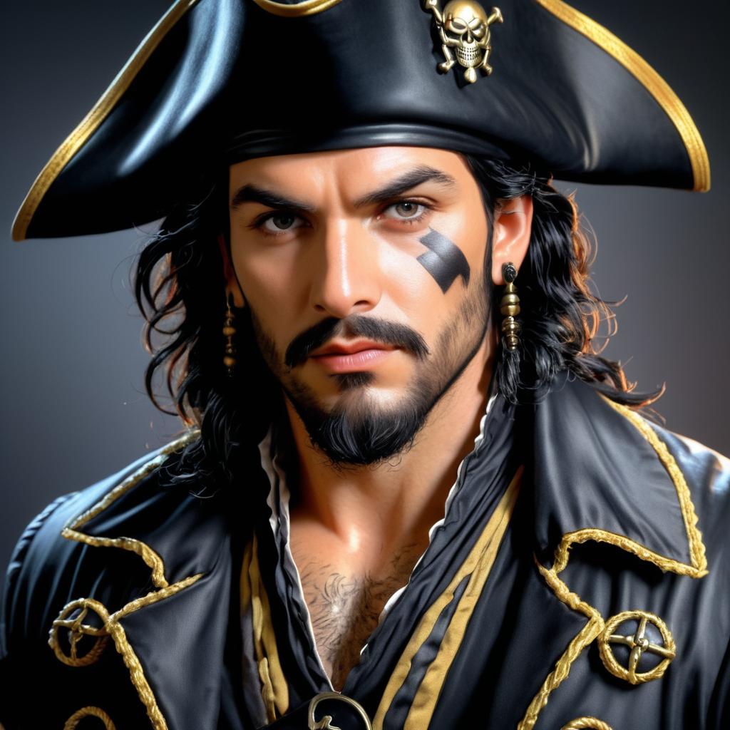 Realistic Portrait of a Scarred Pirate