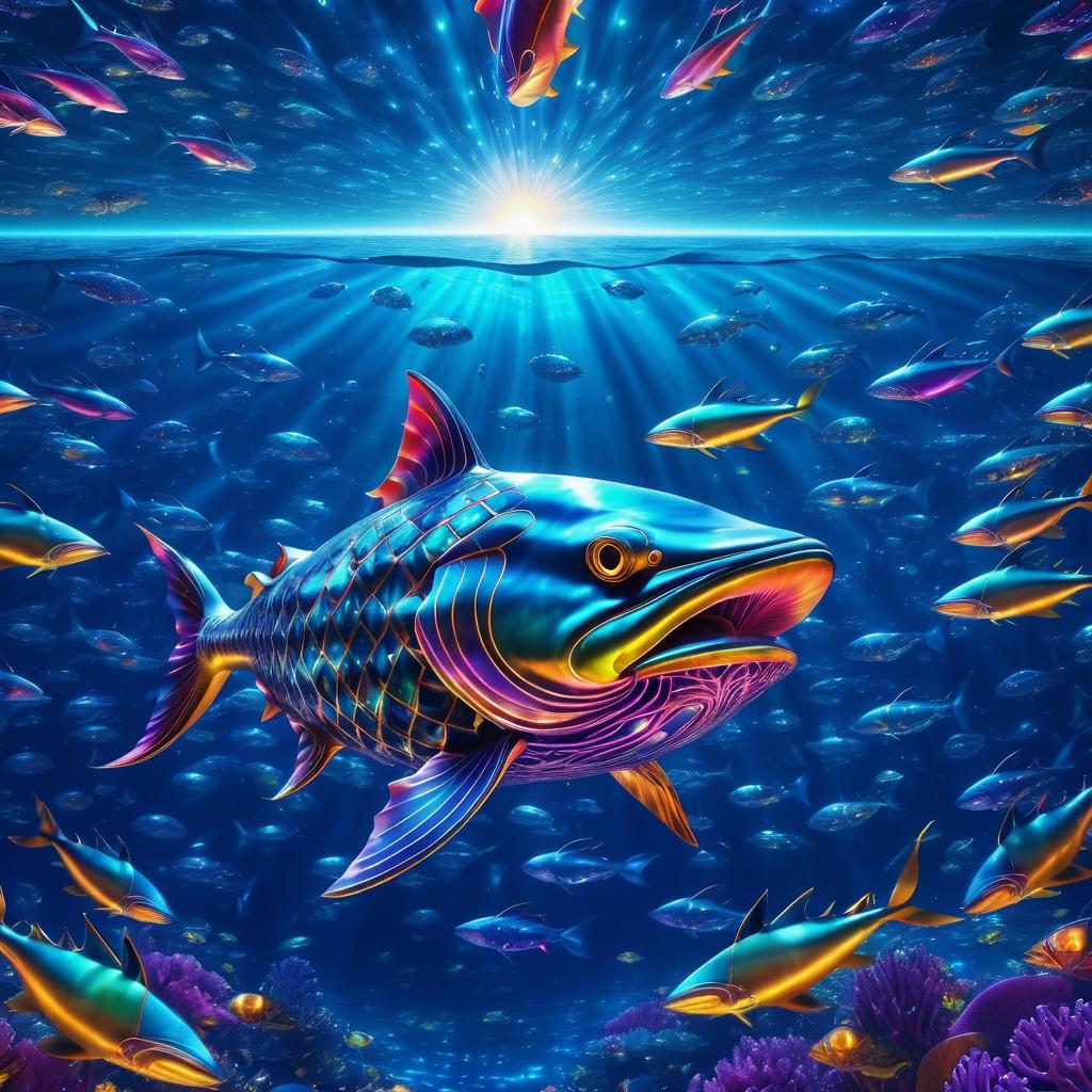 Surreal Colossal Catfish in Vibrant Ocean