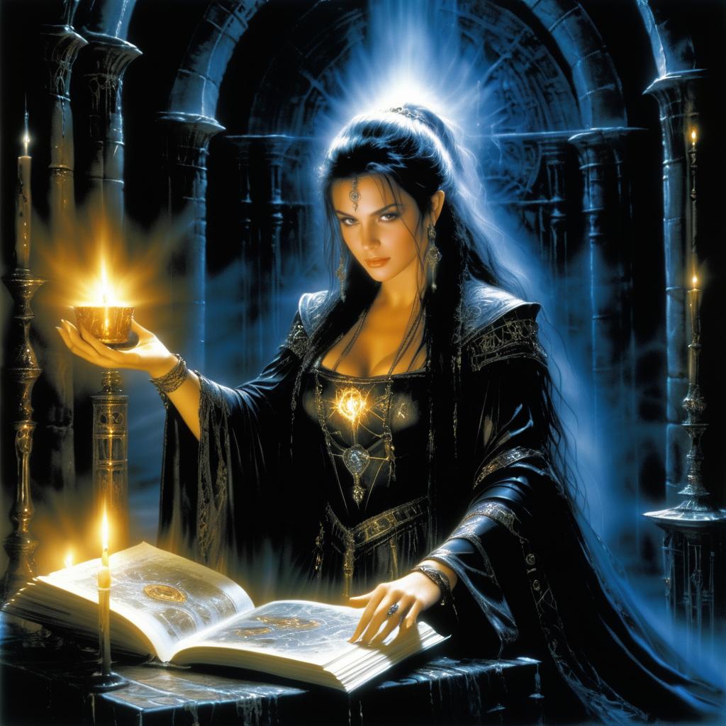 Powerful Sorceress in a Dark Chamber