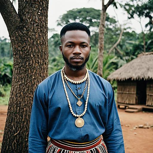 Igbo Man in Traditional Attire Outdoors