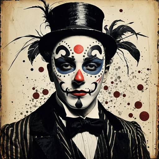 Mysterious Circus Performer Collage Art