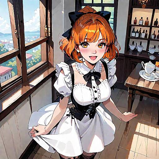 Charming Waitress in Maid Cafe Scene
